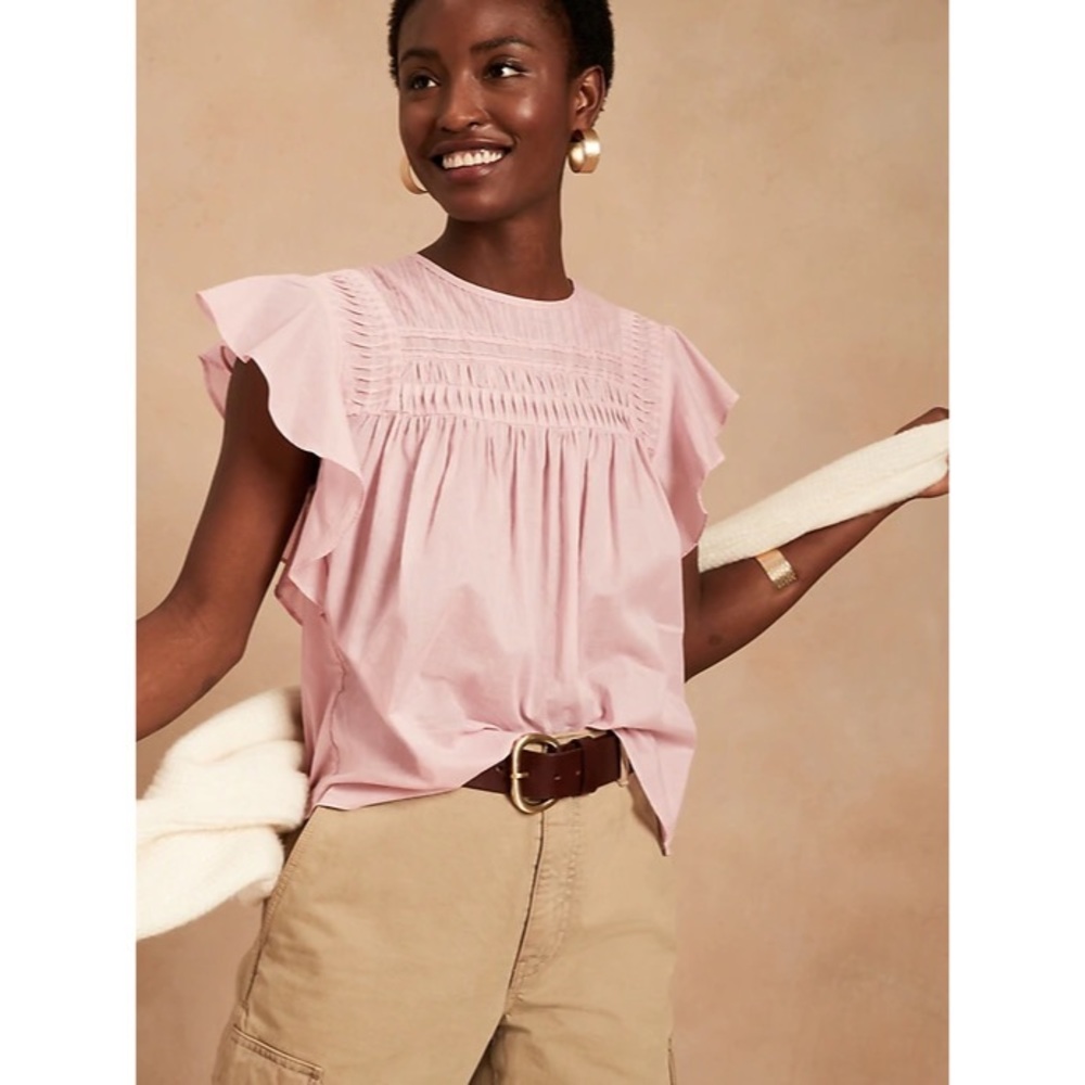 Banana republic PINTUCK RUFFLE-SLEEVE TOP